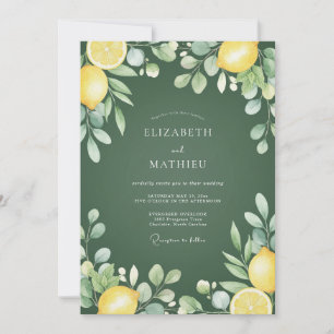 Invitation Mariage Botanique Citron Vert Olive