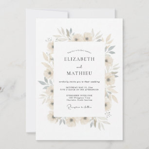 Invitation Mariage Botanique Crème Aérien