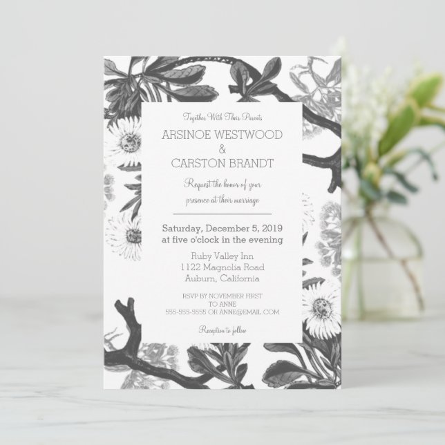 Invitation Mariage botanique de charme (Debout devant)
