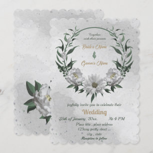 Invitation mariage botanique de fleurs blanches romantiques