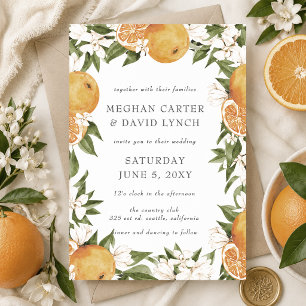 Invitation Mariage Botanique de Fleurs d'Orange Citrus