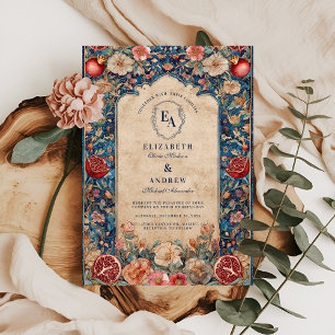 Invitation Mariage botanique de grenade vintage