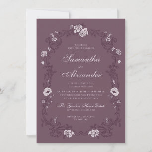Invitation Mariage botanique de jardin de Bourgogne de grande