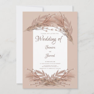 Invitation Mariage botanique de la terre de la Pampa tiré à l