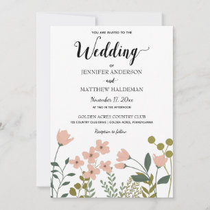 Invitation Mariage botanique de printemps rose blush