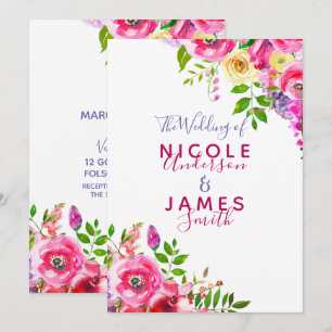 Invitation Mariage Botanique de Printemps Rose Clair Floral A