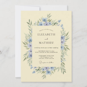 Invitation Mariage Botanique Délicat Azur