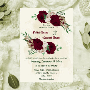 Invitation Mariage botanique des fleurs de champagne de Bourg