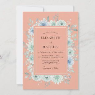 Invitation Mariage botanique d'été au corail doux
