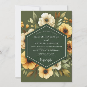 Invitation Mariage Botanique Doré Olive