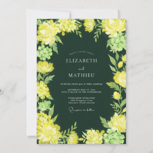 Invitation Mariage Botanique Éblouissant de Vert Forêt