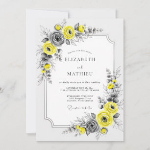 Invitation Mariage Botanique Élégant Jaune
