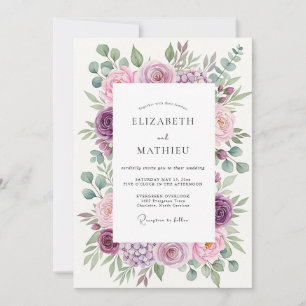 Invitation Mariage Botanique Élégant Violet