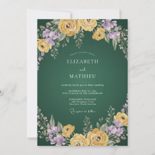 Invitation Mariage Botanique Émeraude Vert Gras