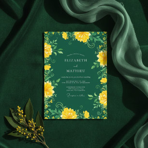 Invitation Mariage Botanique Émeraude Vert Intense