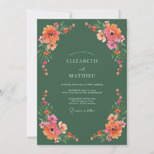 Invitation Mariage Botanique Émeraude Vert Vivid