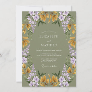 Invitation Mariage Botanique Enchanté Vert Sauge