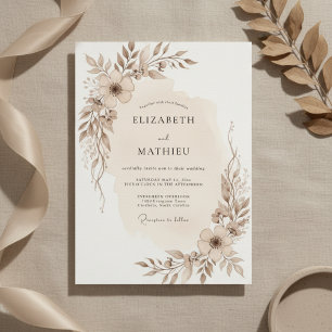 Invitation Mariage Botanique Éthéré Taupe