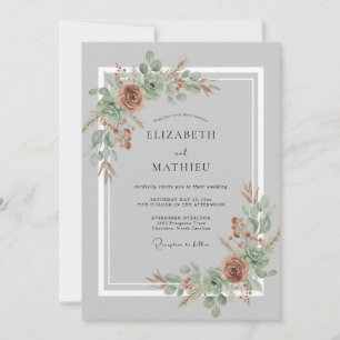 Invitation Mariage Botanique Éthéré Terracotta