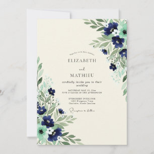 Invitation Mariage Botanique Exquis de la Marine et de la Men