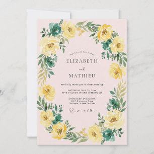 Invitation Mariage Botanique Félicité Jaune Doré