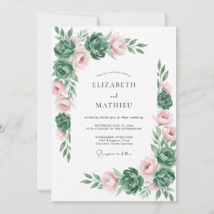 Invitation Mariage Botanique Félicité Rose Poussiéreuse