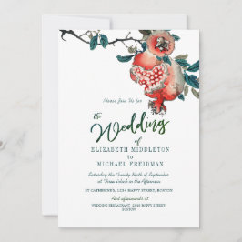 Invitation Mariage botanique Feuilles verts Grenade moderne