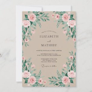 Invitation Mariage Botanique Fleur de Pêcher