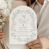 Mariage botanique floral bleu de style chinerie