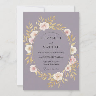 Invitation Mariage Botanique Floral Mauve
