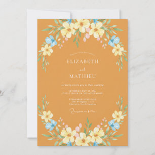 Invitation Mariage Botanique Floral Ocre