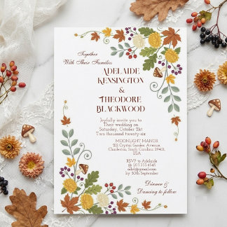 Invitation Mariage Botanique Flore Romantique Automne Félicit