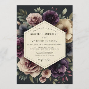 Invitation Mariage Botanique Foncé aux Prunes