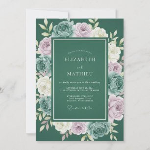 Invitation Mariage Botanique Forestier Vert aux Traits de Pei