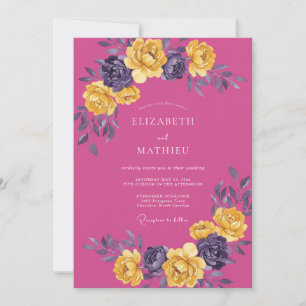Invitation Mariage Botanique Fuchsia Vivace