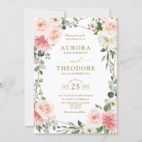 Mariage botanique géométrique rose pâle