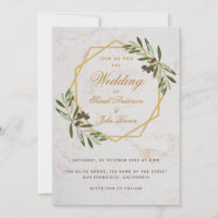 Mariage Botanique Géométrique Vert Olive et Or