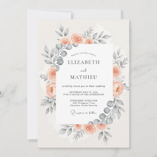 Invitation Mariage Botanique Harmonieux aux Pêches