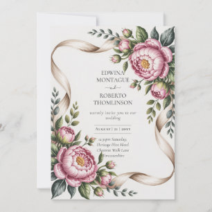 Invitation Mariage Botanique Heritage Blush Pivoine & Ruban