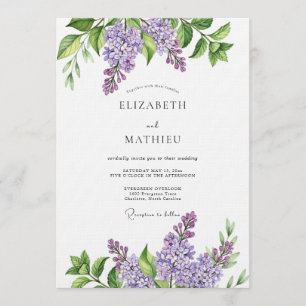 Invitation Mariage Botanique Impressionniste Lavande