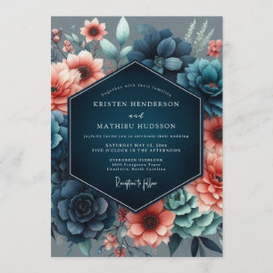 Invitation Mariage Botanique Incandescent Corail