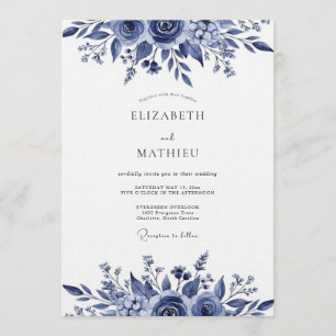 Invitation Mariage Botanique Indigo Luxuriant