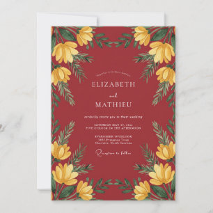 Invitation Mariage Botanique Jaune Écarlate
