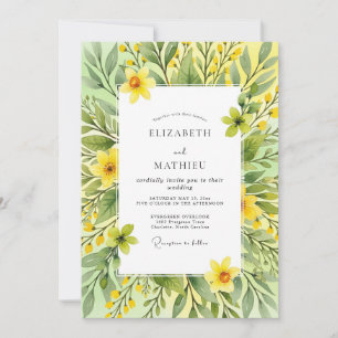 Invitation Mariage Botanique Jaune Joyeux de Printemps