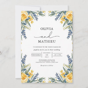 Invitation Mariage botanique jaune or