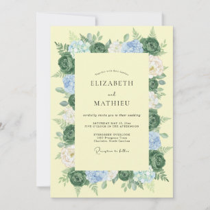Invitation Mariage Botanique Jaune Pâle Romantique