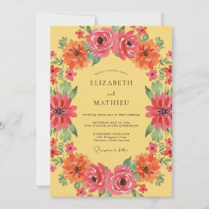 Invitation Mariage Botanique Jaune Vibrant d'Été