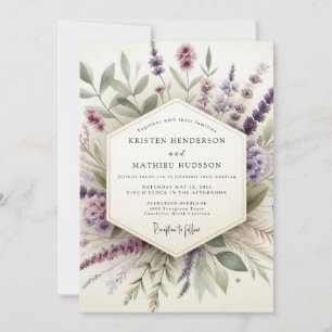 Invitation Mariage botanique lavande brumeux