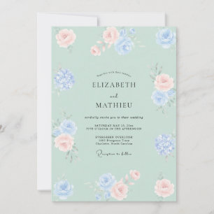 Invitation Mariage Botanique Lumineux Vert Sauge