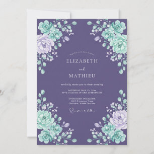 Invitation Mariage Botanique Lustré au Prune